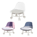 Premium White Small Stool with Universal Wheels and Backrest Portable Seat
