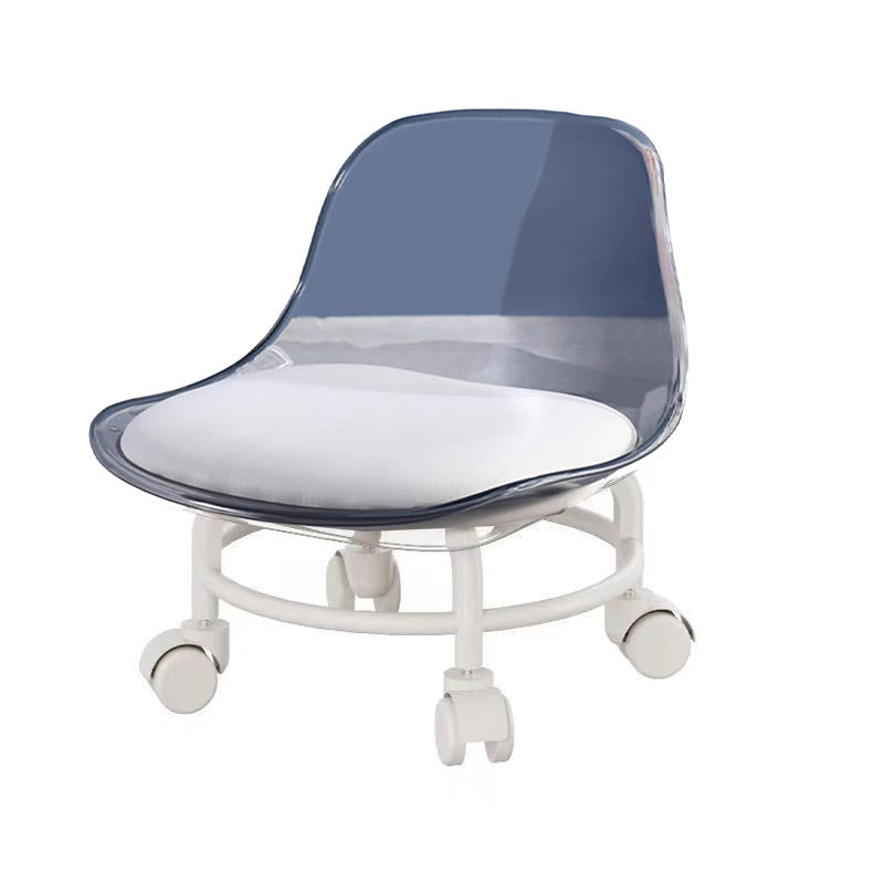 Premium White Small Stool with Universal Wheels and Backrest Portable Seat
