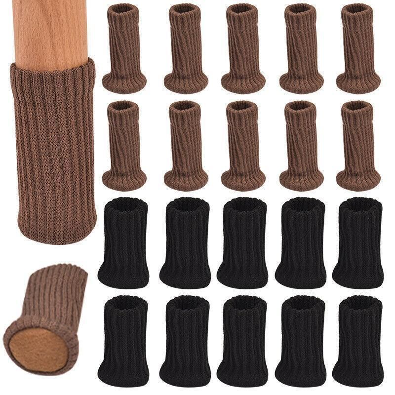 24Pcs Knitted Table Chair Leg Socks Sleeve Floor Protector Furniture Feet Covers - Black - SuperSaverAU - view 4