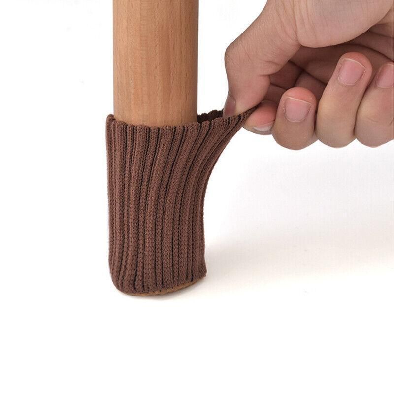 Premium 24 Pack Brown Knitted Chair Leg Socks Floor Protectors 7x4cm