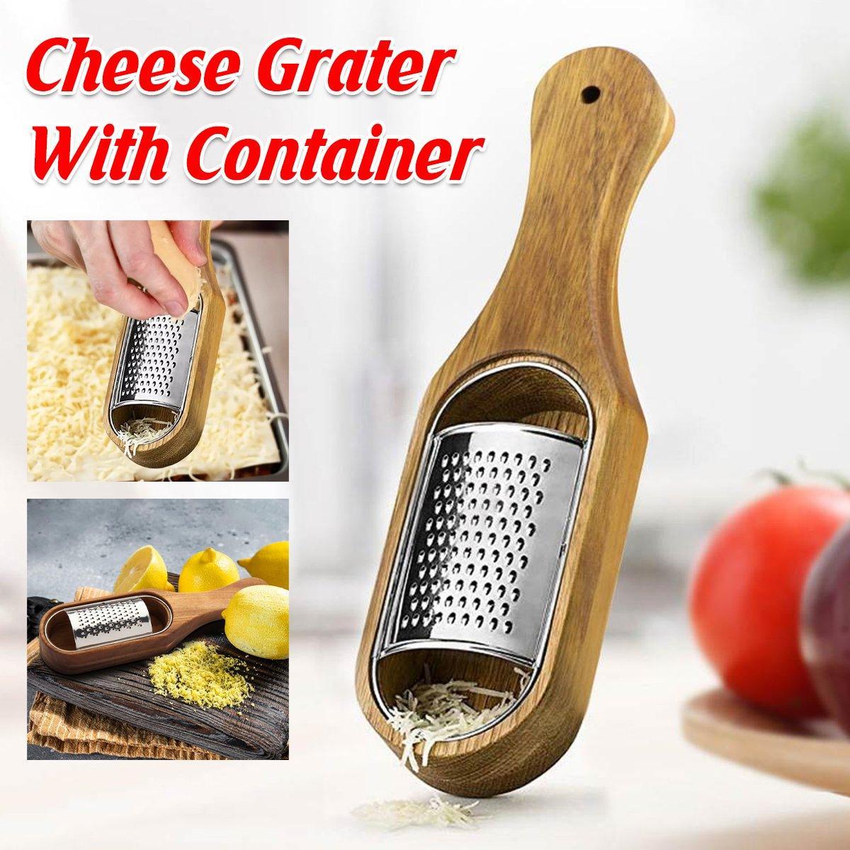 Premium Stainless Steel Cheese Grater with Acacia Wood Handle Scraper Planer