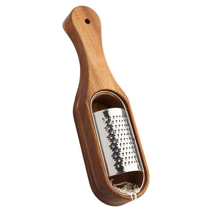 Premium Stainless Steel Cheese Grater with Acacia Wood Handle Scraper Planer