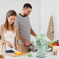 Premium Hand-Crank Vegetable Cutter – Green with 10 Blades