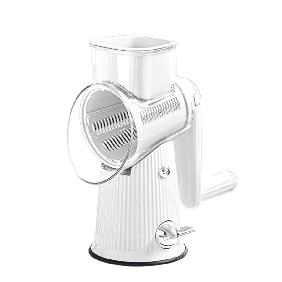 Premium Hand-Crank Vegetable Cutter – White with 10 Blades