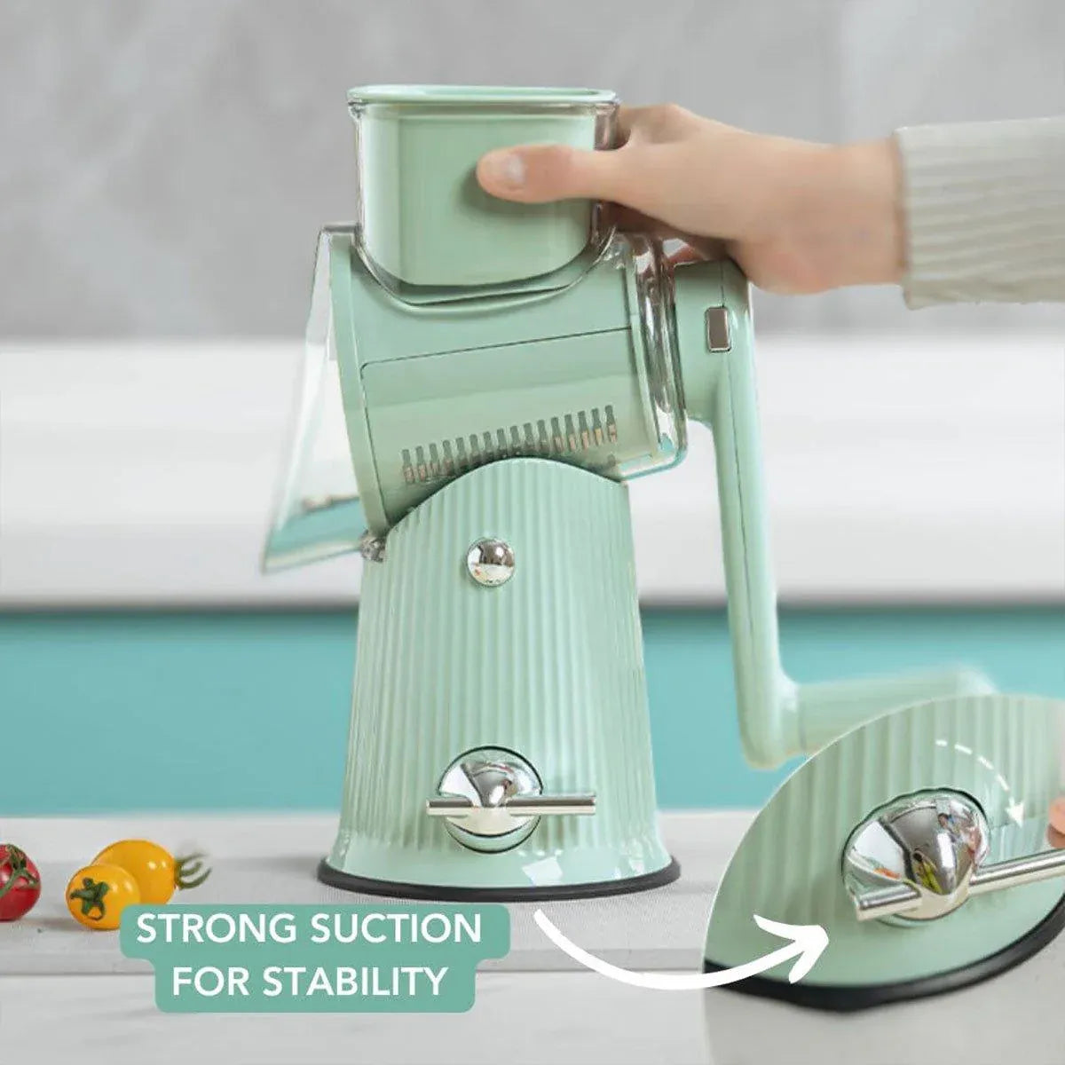 Premium Hand-Crank Vegetable Cutter – White with 10 Blades