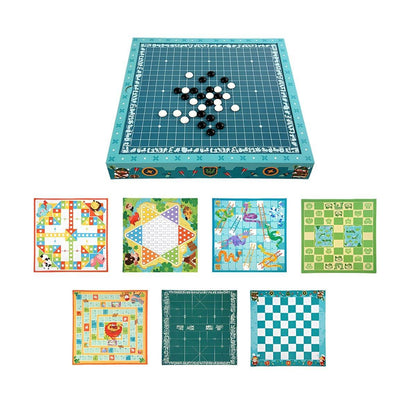 Board Game Set 8-in-1: Chess, Backgammon, Checkers - Portable Storage