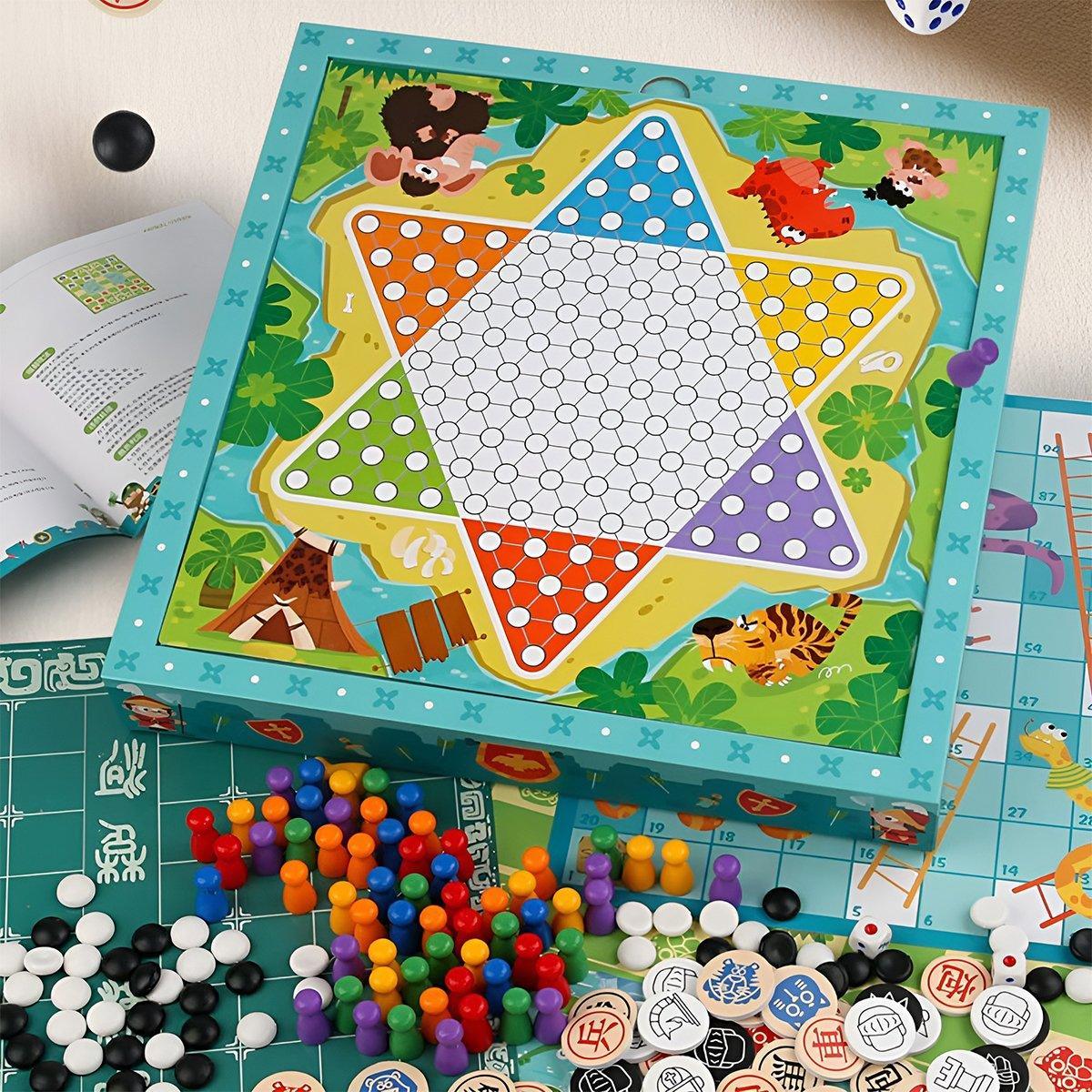 Board Game Set 8-in-1: Chess, Backgammon, Checkers - Portable Storage