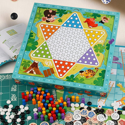 Board Game Set 8-in-1: Chess, Backgammon, Checkers - Portable Storage