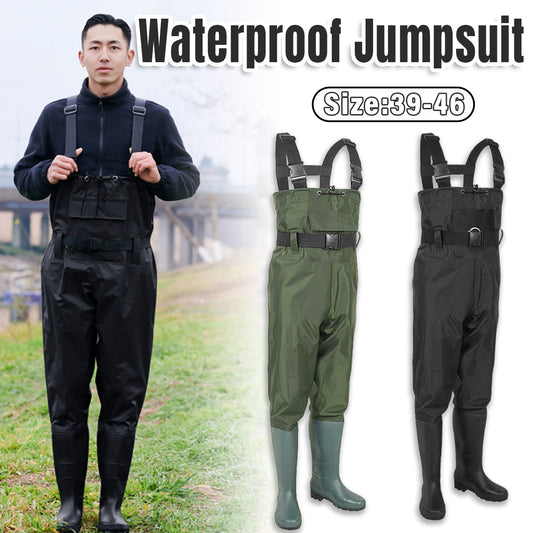 Waterproof Ultra Light Breathable Wading Pants Nylon with Anti-Slip Boots - Black-44