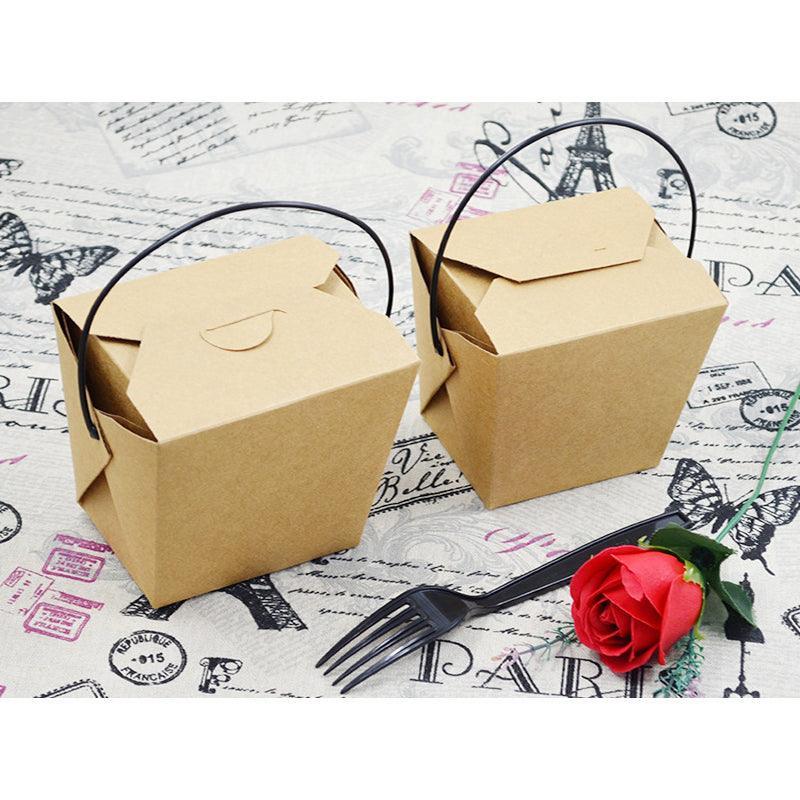 30PCS Kraft Paper Noodle Boxes with Handle Disposable Takeaway Food Containers - 450ml - SuperSaverAU - view 2