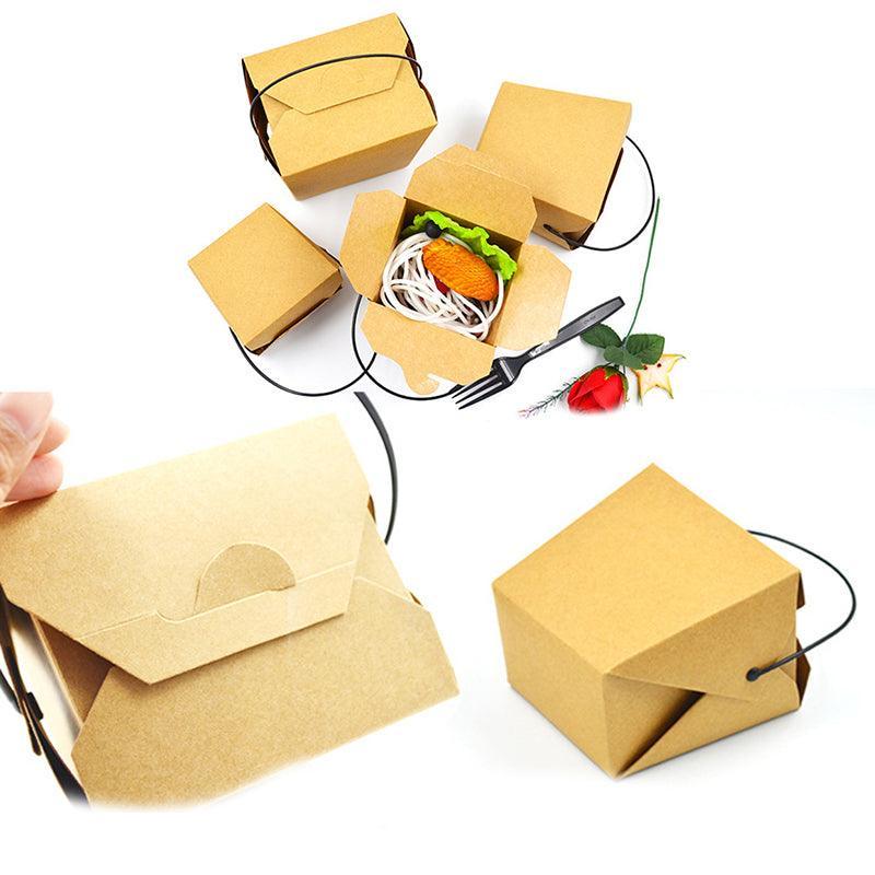 30PCS Kraft Paper Noodle Boxes with Handle Disposable Takeaway Food Containers - 728ml - SuperSaverAU - view 2
