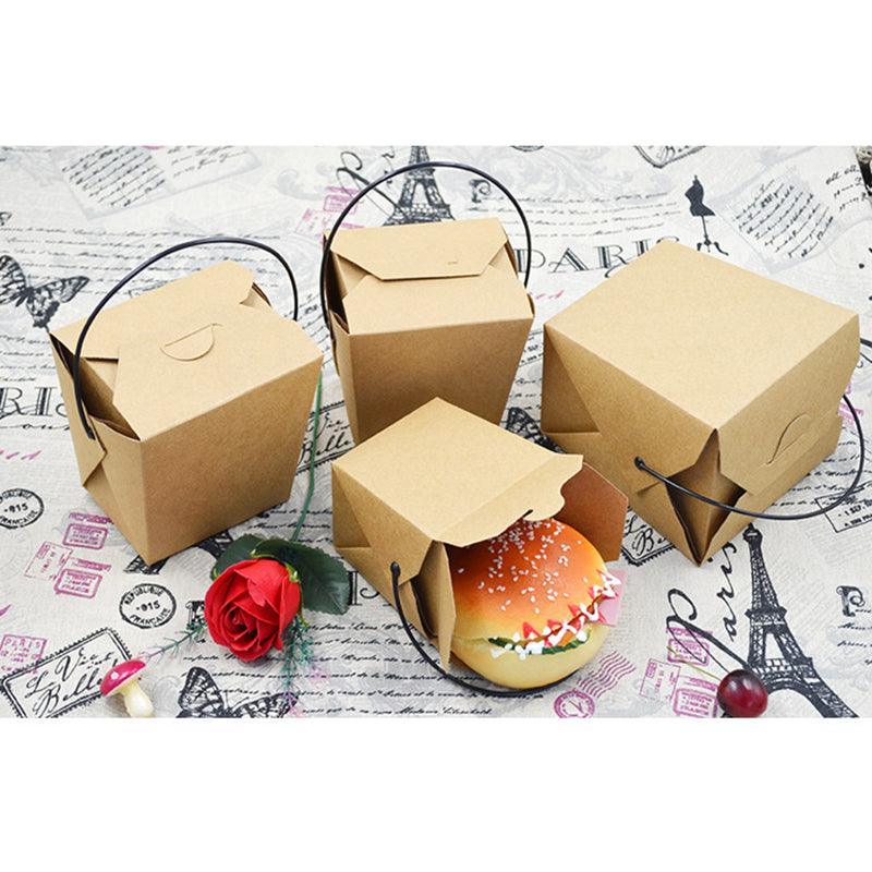 30PCS Kraft Paper Noodle Boxes with Handle Disposable Takeaway Food Containers - 728ml - SuperSaverAU - view 3