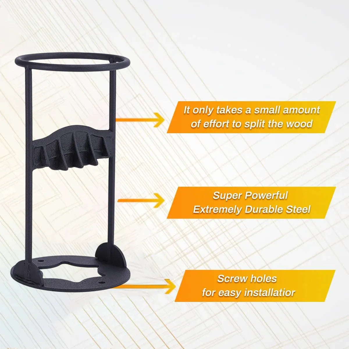 Premium Manual Firewood Splitter with Ring Guide - Matte Black
