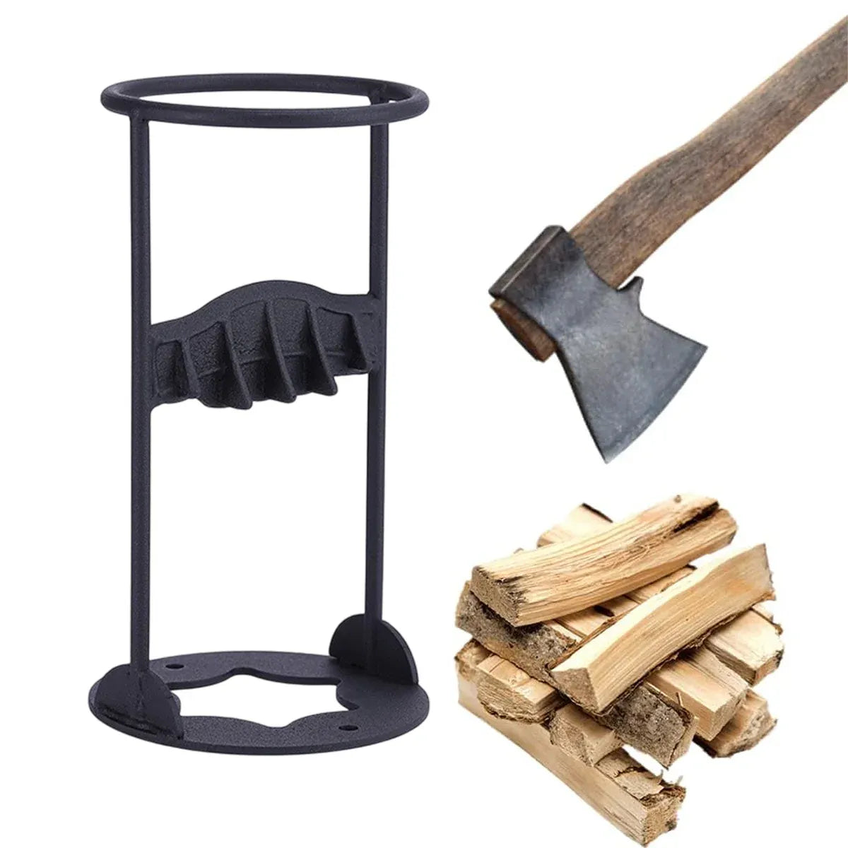 Premium Manual Firewood Splitter with Ring Guide - Matte Black