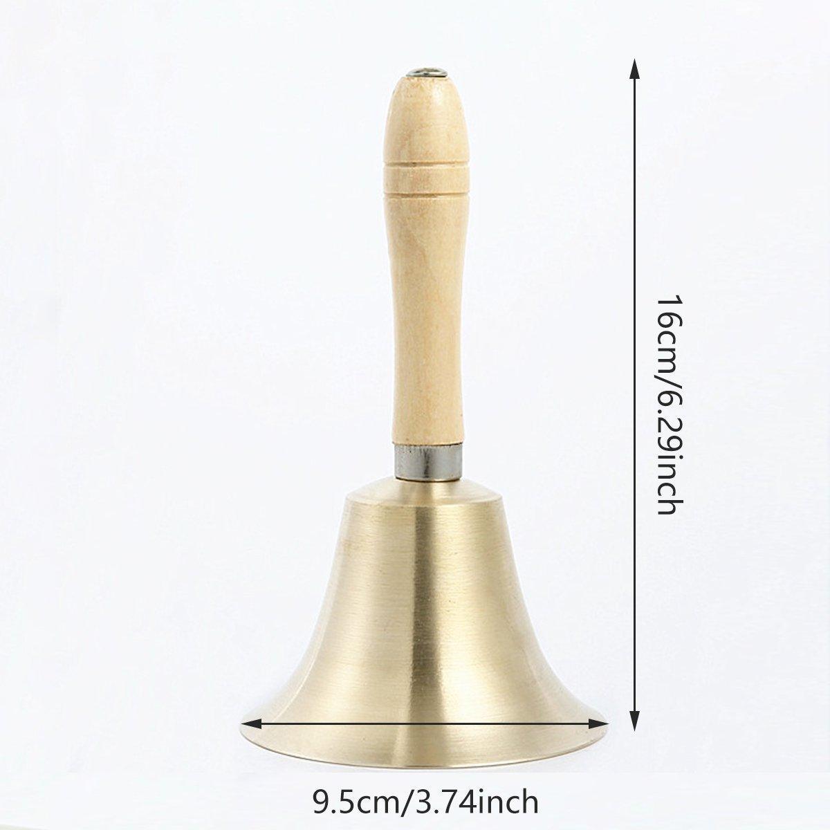 Brass Handbell 9.5cm with Wooden Handle - Clear Sound for Christmas & Pets - SuperSaverAU - view 3