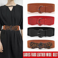 Premium Women's Leopard Wide Elastic Cinch Waist Belt with Buckle