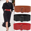 Premium Women's Leopard Wide Elastic Cinch Waist Belt with Buckle