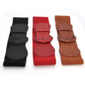 Premium Women's Leopard Wide Elastic Cinch Waist Belt with Buckle