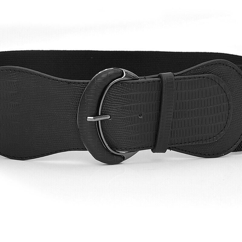 Premium Women's Leopard Wide Elastic Cinch Waist Belt with Buckle