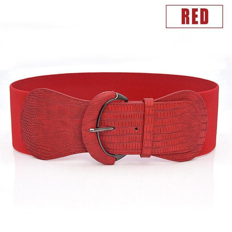 Premium Women's Leopard Wide Elastic Cinch Waist Belt with Buckle