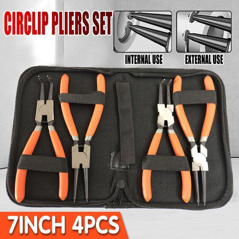Premium 4 Piece 7 Inch Circlip Plier Set with Storage Wallet