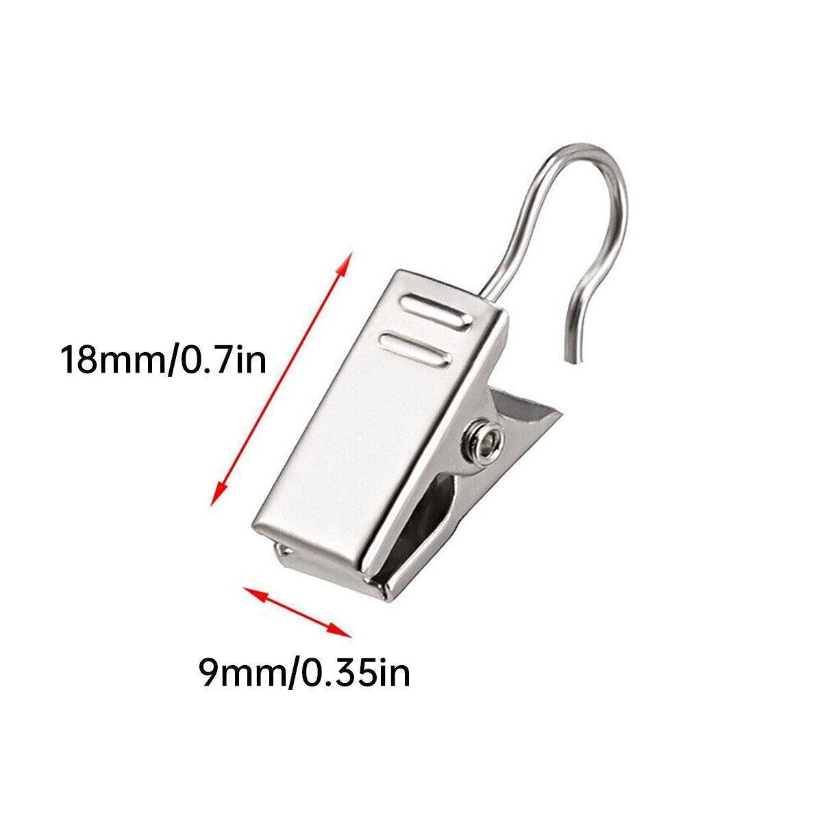 Premium 50 Pack Stainless Steel Curtain Clip Hooks Silver White Strong Load Bearing