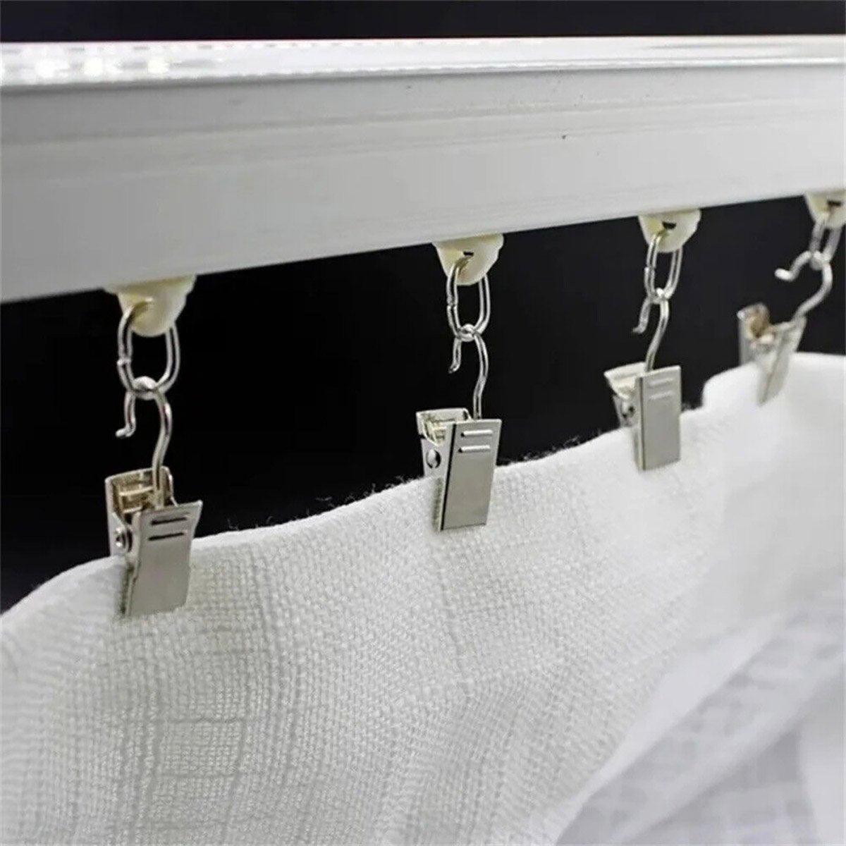 Premium 50 Pack Stainless Steel Curtain Clip Hooks Silver White Strong Load Bearing
