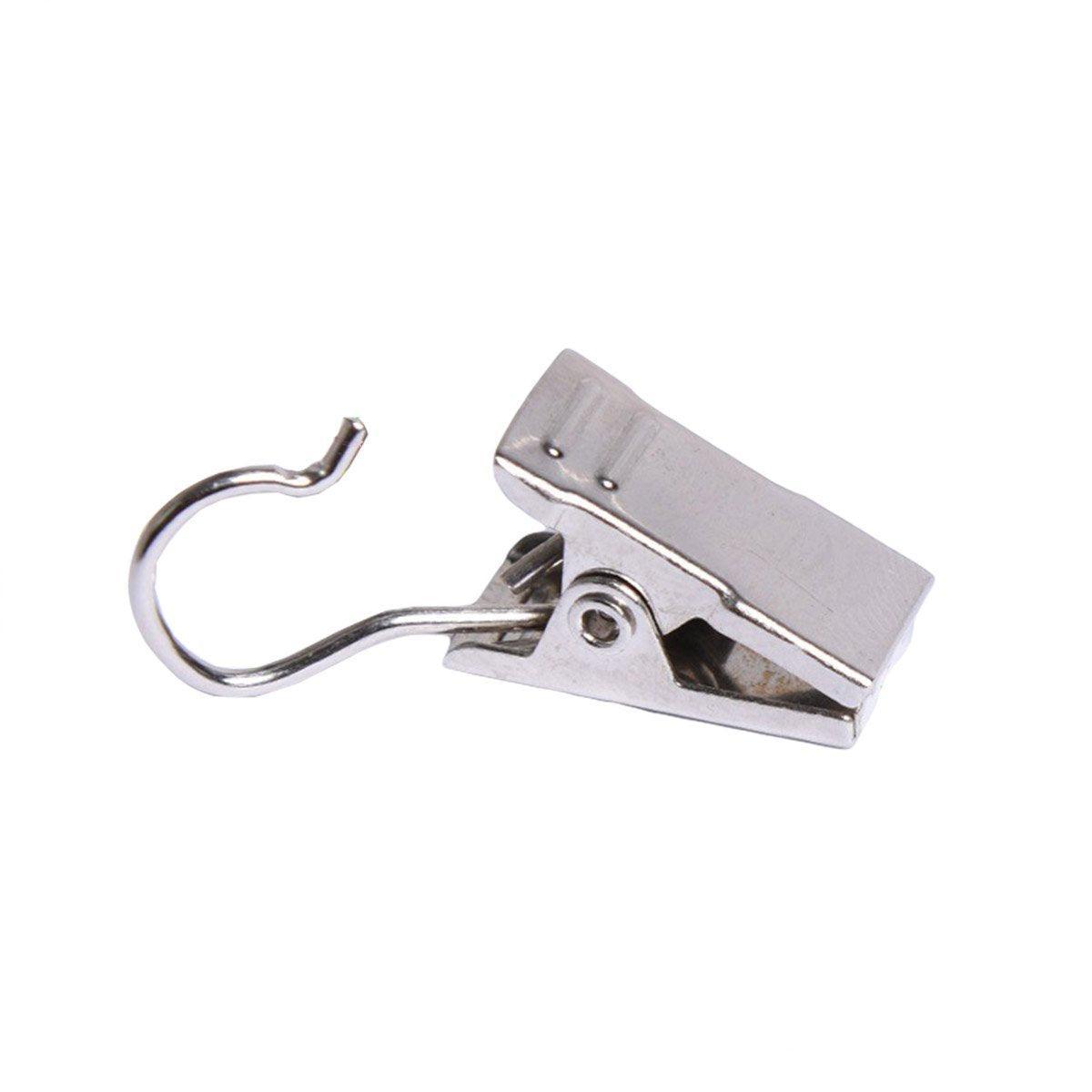 Premium 50 Pack Stainless Steel Curtain Clip Hooks Silver White Strong Load Bearing