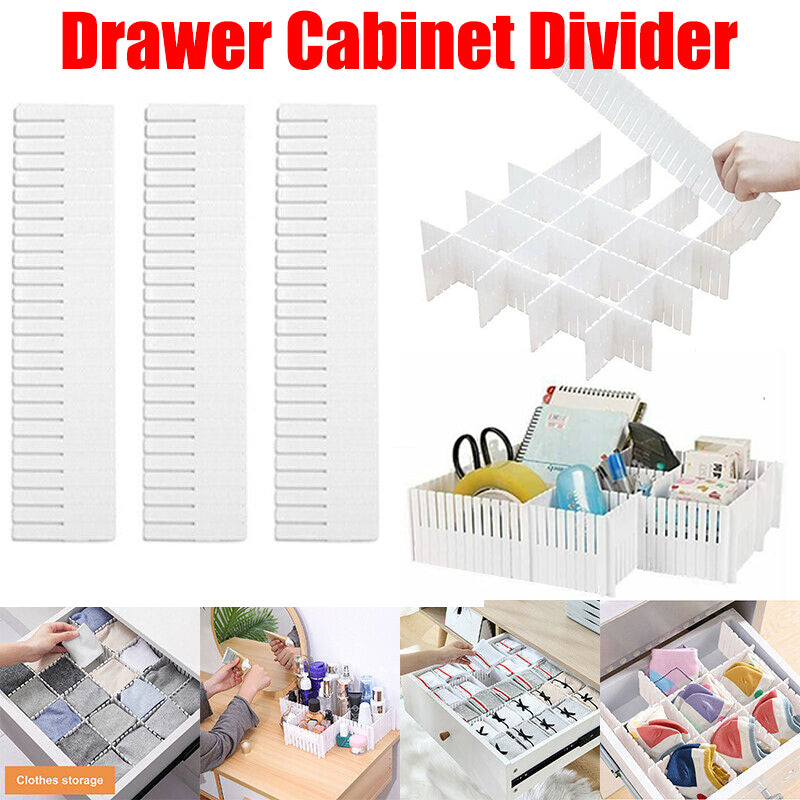 Adjustable Drawer Divider Organiser 24X Clapboard 47cm x 7cm Plastic - SuperSaverAU - view 1