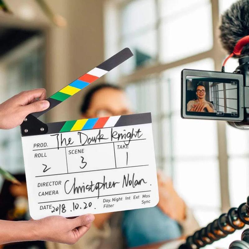 Acrylic Clapperboard 30 × 24.5 cm - Dry Erase, Magnetic Clapper, Multipurpose