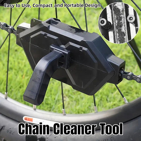 Premium Bicycle Chain Cleaner Tool with 360° Rotating Brushes & Magnetic Base - Black