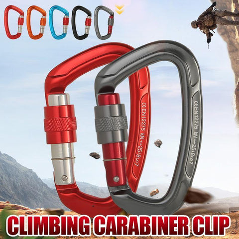 Premium Black 25KN Screwgate Locking Aluminium D Ring Climbing Carabiner 101x58mm