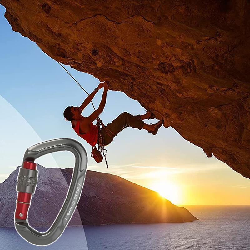 Premium Black 25KN Screwgate Locking Aluminium D Ring Climbing Carabiner 101x58mm