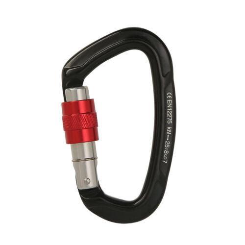 Premium Black 25KN Screwgate Locking Aluminium D Ring Climbing Carabiner 101x58mm