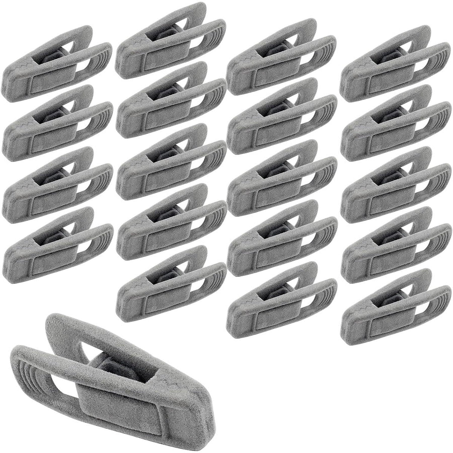 Premium Velvet Flocking Hanger Clips – Grey 20 Pack
