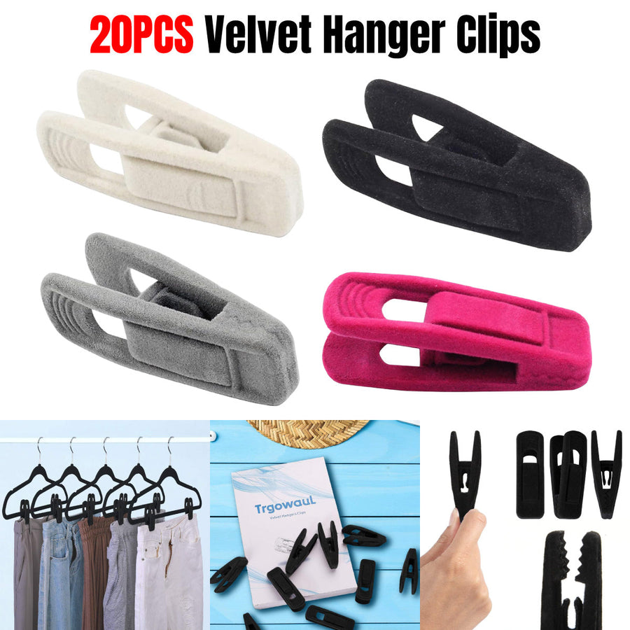 Premium Velvet Flocking Hanger Clips – Rose Red 20 Pack