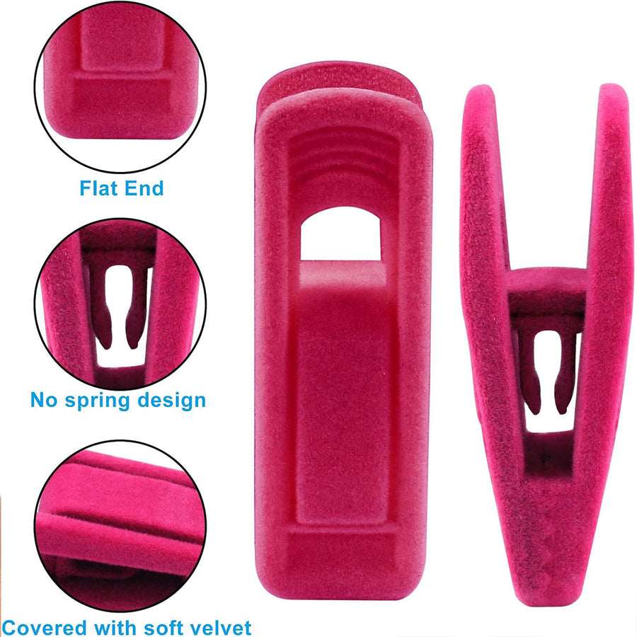 Premium Velvet Flocking Hanger Clips – Rose Red 20 Pack