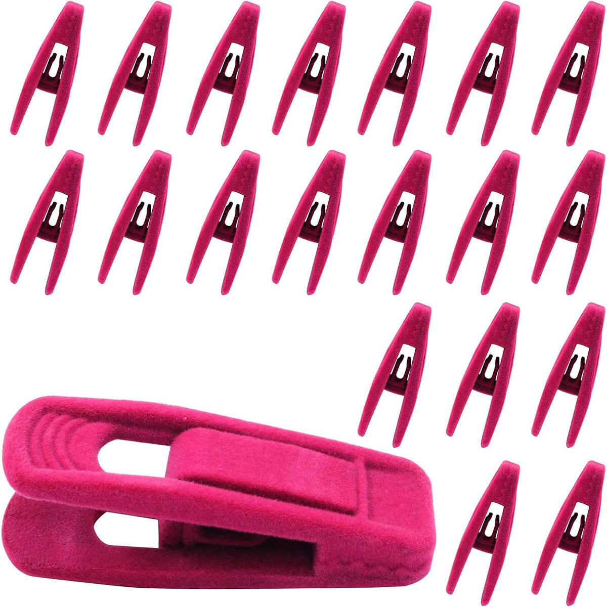 Premium Velvet Flocking Hanger Clips – Rose Red 20 Pack