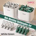 Premium Anti-Slip Clothes Pegs – White 24 Pack with Storage Basket