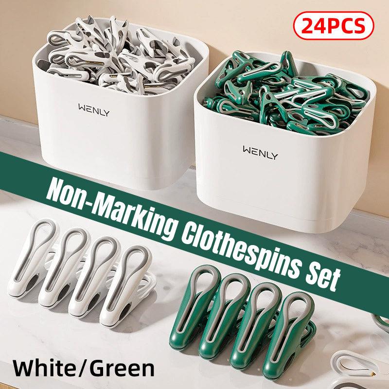 Premium Anti-Slip Clothes Pegs – White 24 Pack with Storage Basket