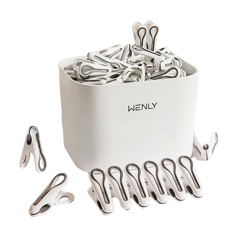 Premium Anti-Slip Clothes Pegs – White 24 Pack with Storage Basket