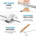 10 Pcs Wooden Non-Slip Wide Shoulder Clothes Hanger with Clip - Black 44.5cm - SuperSaverAU - view 3