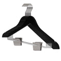 10 Pcs Wooden Non-Slip Wide Shoulder Clothes Hanger with Clip - Black 44.5cm - SuperSaverAU - view 6