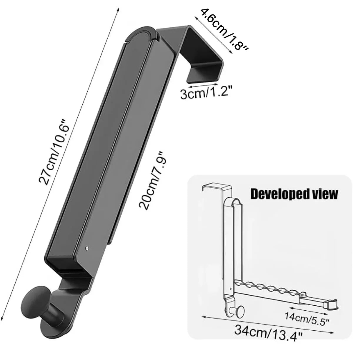 Premium Grey Folding Behind Door Hook Hanger Clothes Hat Wall Organiser