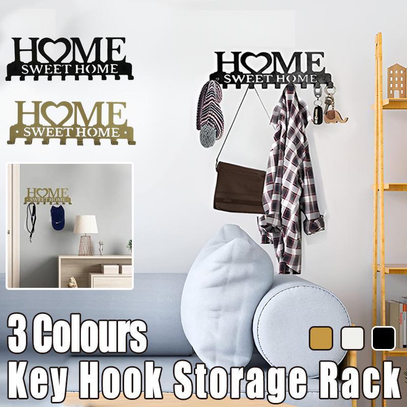 Premium Retro Metal Wall Mounted 10 Key Hook Rack – White
