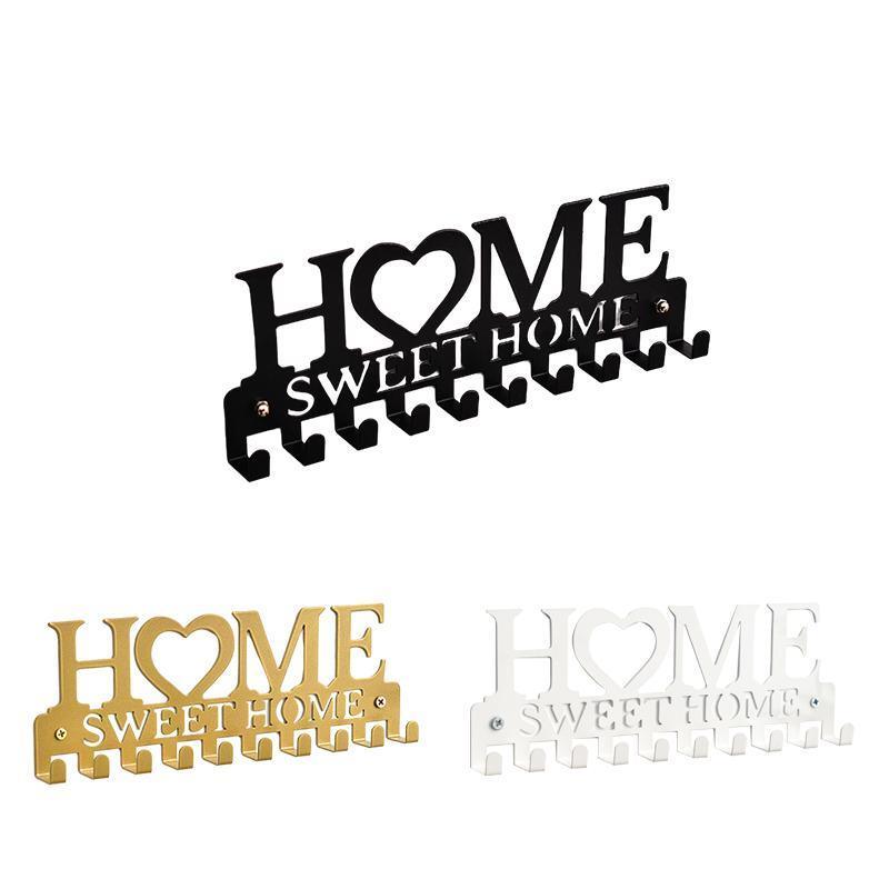 Premium Retro Metal Wall Mounted 10 Key Hook Rack – White