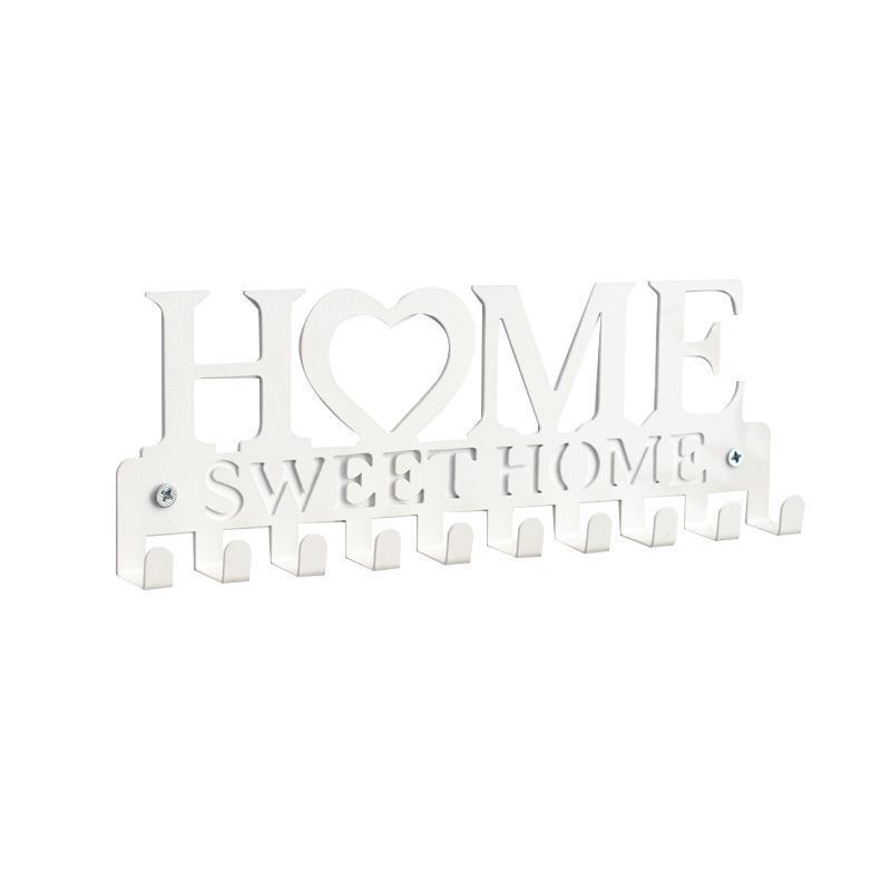 Premium Retro Metal Wall Mounted 10 Key Hook Rack – White