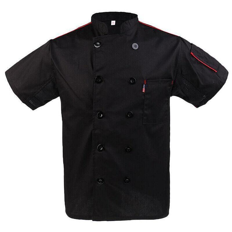 Black Unisex Mesh Sleeve Chef Coat Jacket - 2XL, Breathable, Durable, Work Uniform - SuperSaverAU - view 5