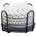 Premium Round Cotton Woven Coasters – Grey 8 Pack with Rack