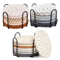 Premium Round Cotton Woven Coasters – Mixed 8 Pack with Rack